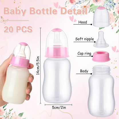 TrelaCo Bottle Chug Baby Shower Game 20 Pcs Baby Bottles Shower Favor with 1 Greenery Theme Sign for Gender Reveal Party Supplies Gifts(Green)