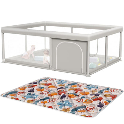 Hiaksedt Baby Playpen 50x50 Inch, Play Pens for Babies and Toddlers Baby Fence Play Yards for Indoor & Outdoor with Breathable Mesh Anti-Fall Playpen