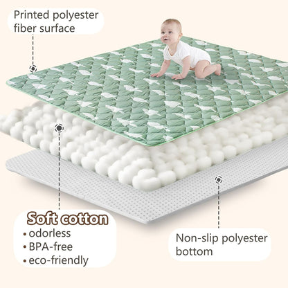 Baby Play Mat, 50x50 Playpen Mat with Super Soft Touch, Activity Mats with Upgraded Anti-Slip Bottom, Machine Washable Crawling Mats for Floor & Picnic (Animal Alphabets)