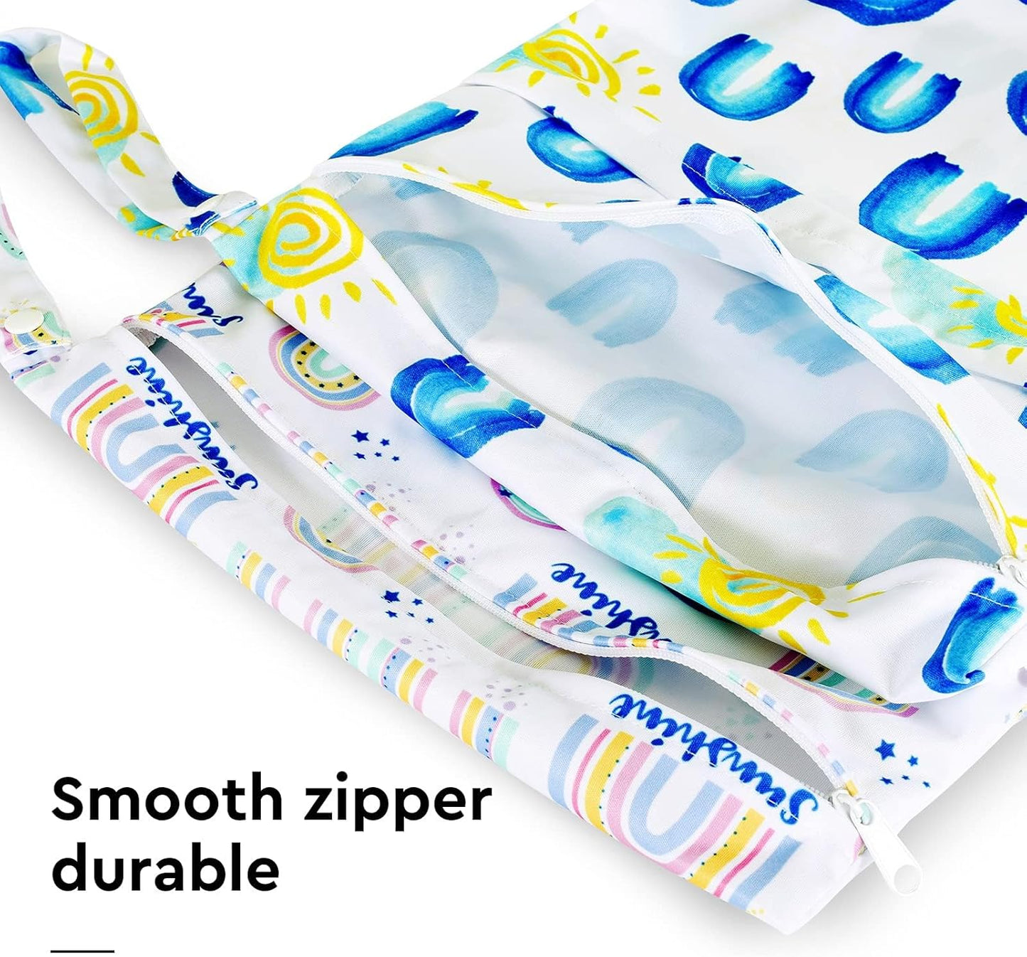 Wet Dry Bags 2-Pack with Cute Dolphin Print - Waterproof Travel Organizer for Swimming Pool Beach Gym Baby Cloth Diapers Swimwear with Dual Zippers
