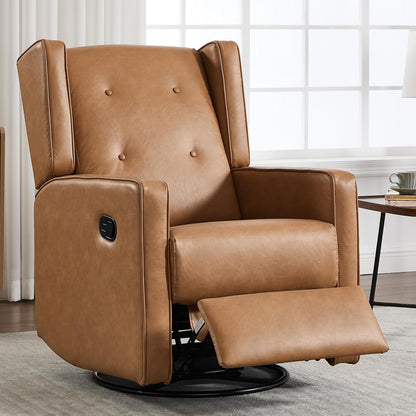 CANMOV Swivel Rocker Recliner Chair, Nursery Glider Chair, Nursery Rocking Chairs, Manual Reclining Chair, White