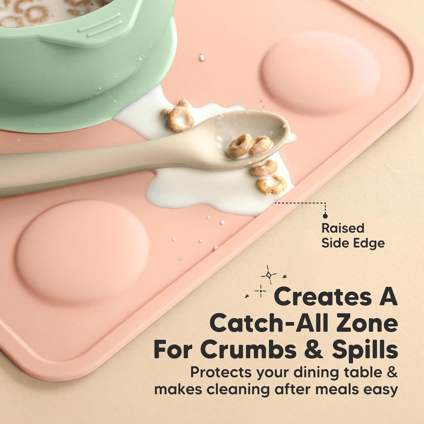 KeaBabies 2pk Silicone Placemats for Toddlers, Kids - 12x9 Non Slip Suction Baby Silicone Placemat for Restaurants, Dining Table,Travel, Easy to Clean, Food Grade/BPA-Free,Small Baby Table Mat(Slate)