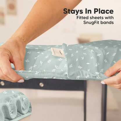 2-Pack Mini Crib Sheets Fitted - 38x26 Pack N Play Sheets for Pack and Play Mattress, Organic Cotton, Soft & Breathable Playard Bedding, Neutral Mini Toddler Bed Cover for Boys, Girls (Dragon Tale)