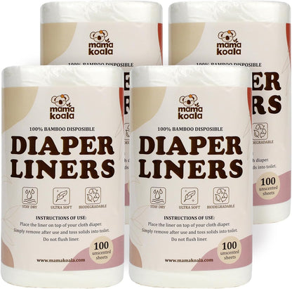 Mama Koala Disposable Natural Diaper Liners for Cloth Diapers, 200 Sheets (2 Pack)