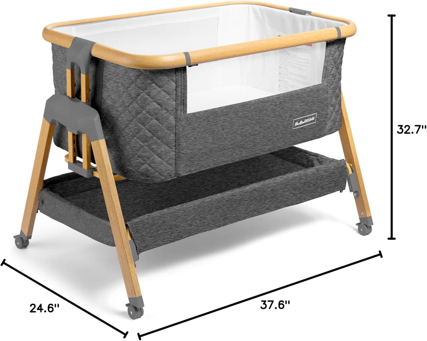 3 In 1 Baby Bassinet with Wheels, Portable Bedside Sleeper for Baby with 7 Adjustable Heights and Foam Mattress, Baby Bedside Crib for Newborns and Infants with Storage Basket, Carry Bag Included