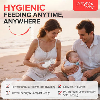 Playtex Baby Anti-Colic Nurser Bottle with Pre-Sterilized Disposable Drop-Ins Liners, 8 Oz Bottles (3 Count), Bottles for Newborn and Breastfeeding Babies, Feeding Essentials