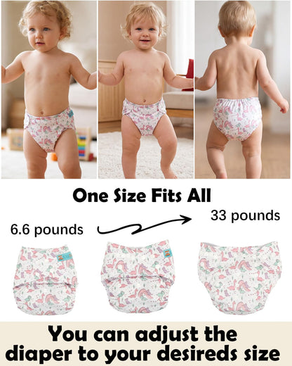ALVABABY Baby Cloth Diapers 6 Pack with 12 Inserts Cloth Diaper Covers Adjustable Washable Reusable for Baby Girls and Boys