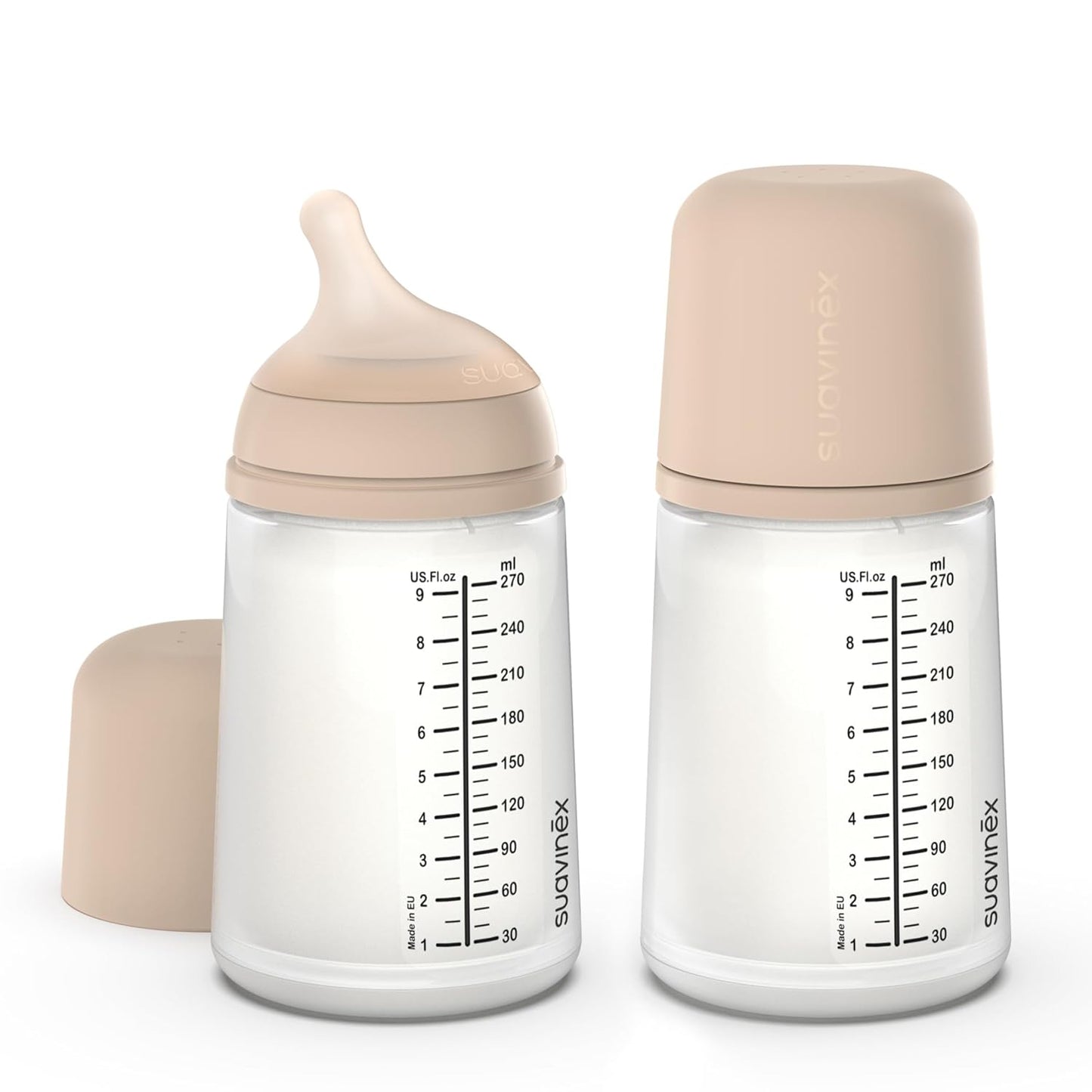 Suavinex Zero Zero Anti Colic Baby Bottle, No 1 Spanish Baby Bottle Brand, Minimizes Bottle Rejection & Nipple Confusion, Perfect for Breastfeeding Babies, 6oz/180mL, Deep Tone, Adaptable Flow Nipple