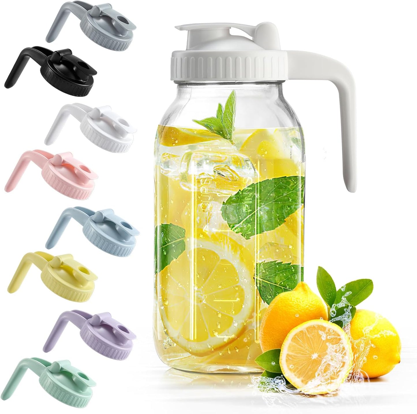 32oz Glass Pitcher with Lid & V-shaped Pour Spout - 1 Quart Breastmilk Pitcher Double Leak Proof, Creamer Container for Sun Tea, Juice, Cold Brew Coffee, Breastmilk Storage Container