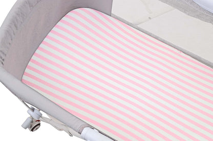 Onacosht Stretchy Bassinet Sheets 33" x 19" Compatible with Mika Micky, KoolaBaby (3 in 1), BabyBond, HARPPA and RICUTON Bedside Bassinet, 3 Pack for Baby Boy and Girl, Pink Floral
