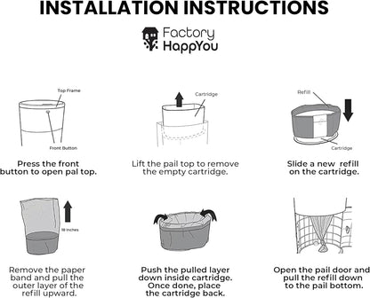 Factory Happyou® Pack of 8 Refills Compatible with Dekor PLUS Diaper Pails (NOT COMPATIBLE WITH DEKOR CLASSIC). A Refill is 394 in Long, 30% Thicker. Odor Control. Each Refill Holds up to 600 Diapers