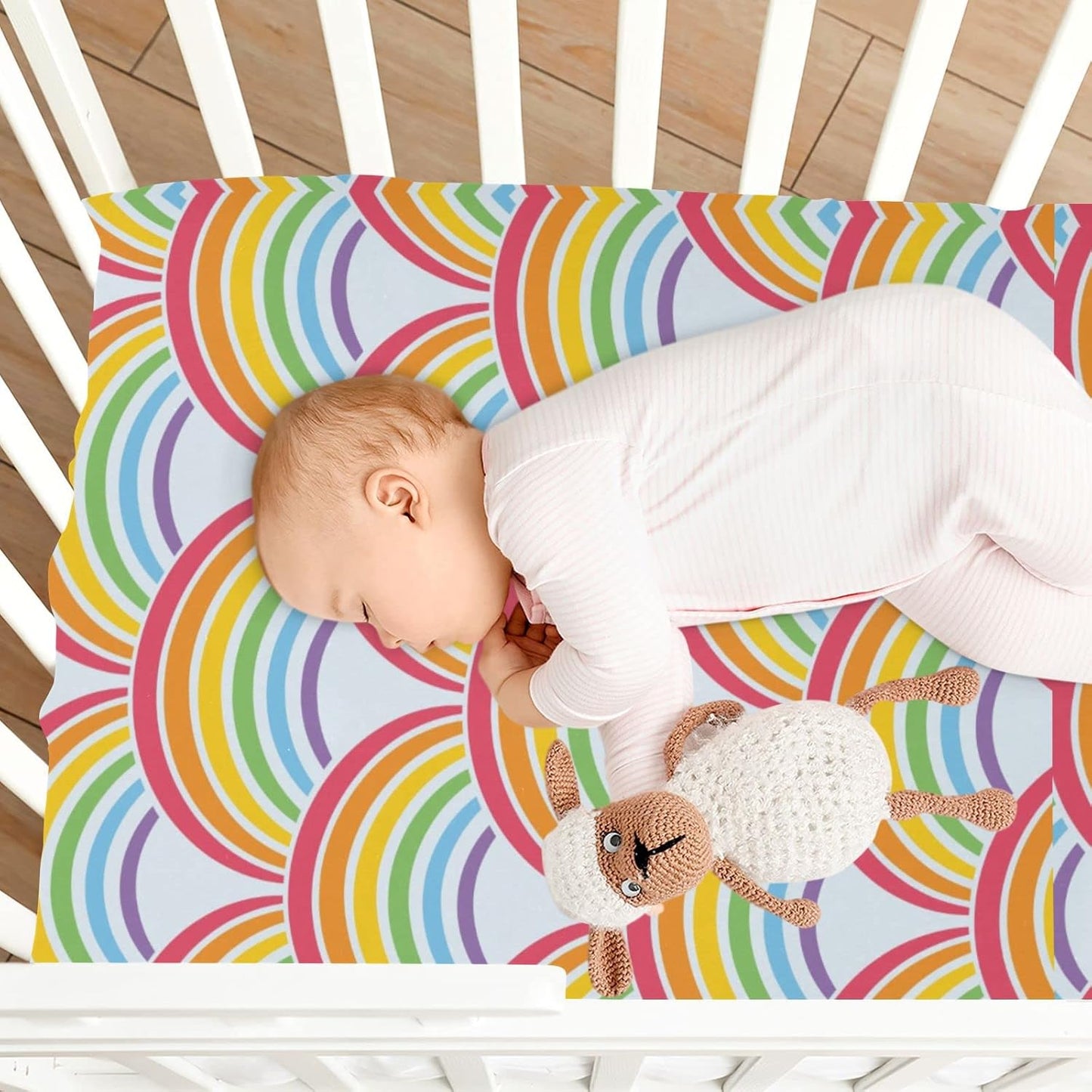 Fall Cute Mushroom Leaves Fitted Crib Sheets Stretchy Portable Playard Sheets for Baby Toddler, Breathable Soft Mini Crib Mattress 52 x 28 in for Boys and Girls