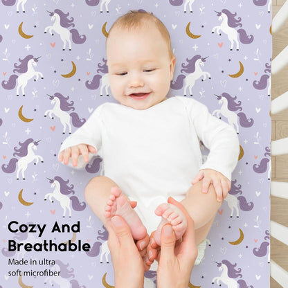 Yoofoss Pack and Play Sheets Fitted, Mini Crib Sheets 2-Pack for Pack N Play Mattress, Stretchy Playard Sheet, Soft and Breathable Green+Giraff