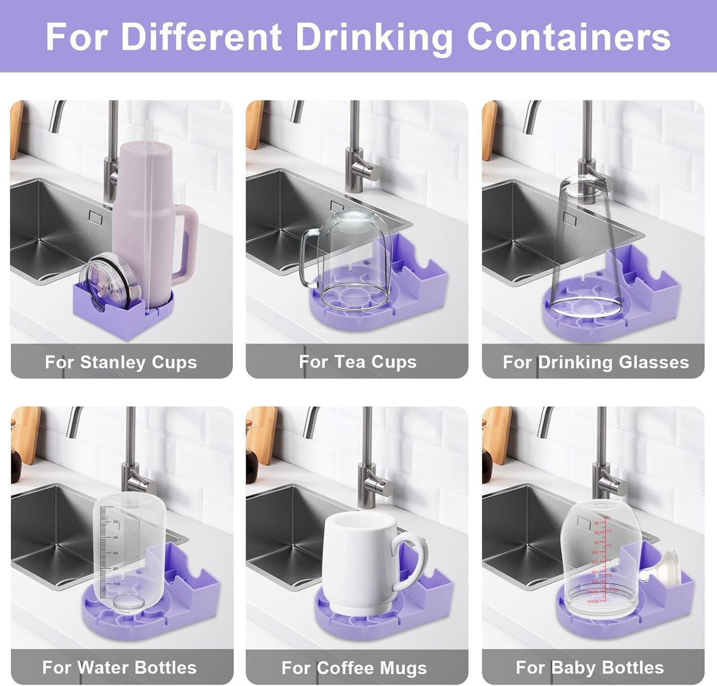 Water Bottle Drying Rack, Silicone Tumbler Drying Rack, Baby Bottle Dryer Holder, Cup Dryer for Stanley 20/30/40 oz, Mugs, Glasses