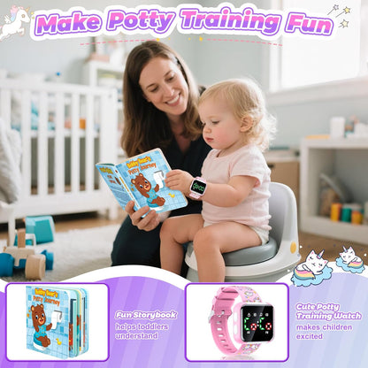 Potty Training Watch and Board Book for Kids: Water Resistant Potty Watches for Toddler Boys Rechargeable Toilet Reminder Dinosaur Toddler Watch 1-3 Birthday Gifts for 2 3 4 Year Old Boy (Blue)