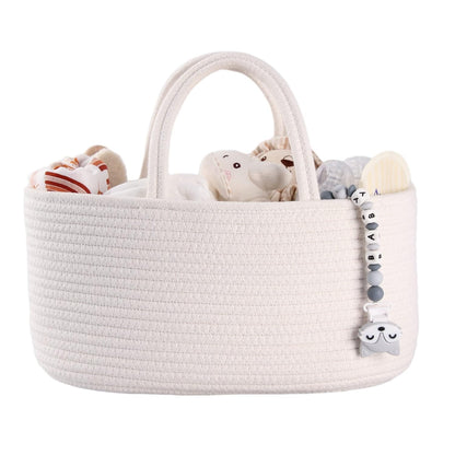 Baby Diaper Caddy Organizer for Girl Boy Rope Nursery Storage Bin Basket Portable Holder Tote Bag for Changing Table Car Travel Baby Shower Gifts Newborn Essentials Registry Must Have Items Pink