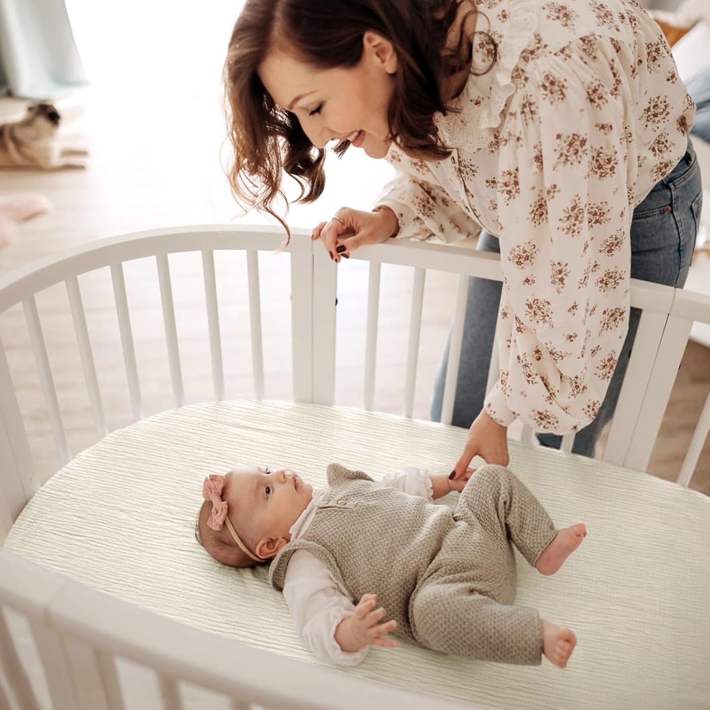 lulumoon Muslin Bassinet Sheets for Baby: Soft Bedside Sleeper Bassinet Fitted Sheets for Boys and Girls