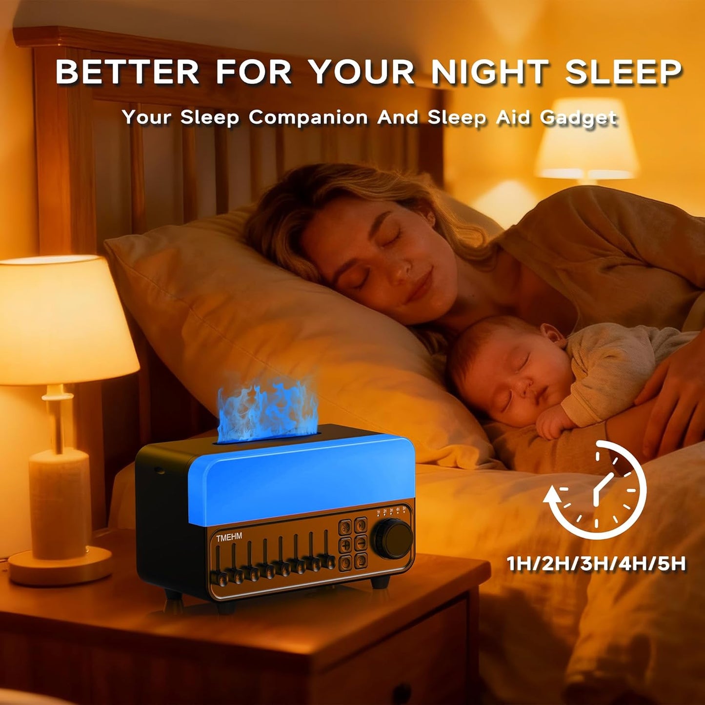 TMEHM 4-in-1 Sleep Sound Machine with White Noise & 8 Nature Sounds, Bluetooth Speaker, Night Light & Aroma Diffuser with Timer for Baby, Kids and Adults (Matte White)