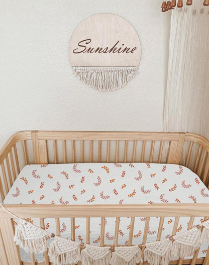 Muslin Bedside Bassinet Sheets 2 Pack, 33x20 Fitted Ultra Soft & Breathable Bedside Sleeper Sheets, Ideal for Baby Girl and Boy, Perfect for Newborns (Hopping Bunnies & Beige)