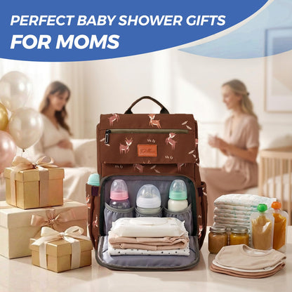 PILLANI Baby Diaper Bag Backpack - Large Waterproof Travel Diaper Bag for Boys & Girls, 16 Organizer Pockets with Changing Pad, Insulated Bottle Pockets & Stroller Straps, Baby Shower Gifts, Dinosaur