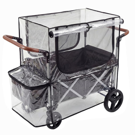 Big Size Rain Cover and Mosquito Net 2in1 for Wagon Stroller and Trolley Cart, Rain & Wind Canopy with Window for Camping and Sporting Events, Wagon Stroller Accessories (Cart Not Included)
