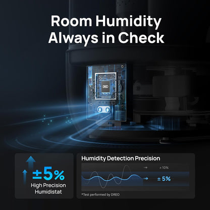 DREO Humidifiers for Bedroom, 6L Easy to Fill & Clean, 60H Runtime for Large room, 28 dB Quiet Cool Mist Air Humidifier for Plant, Baby Nursery, Home, Indoor, Night Light, Precise Humidity Control