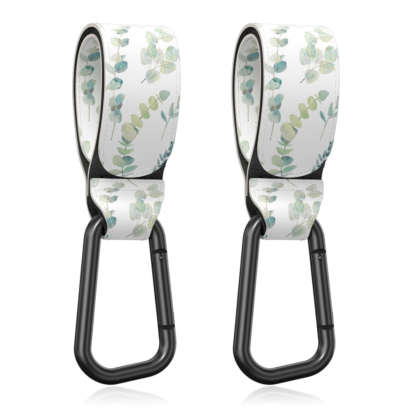 Baby Stroller Hooks for Hanging Bags, Universal Stroller Clips Accessories, Mommy Hook for Diaper Bag, Shopping Cart, Purse, Backpack - 2 Pack, Abstract Leaf
