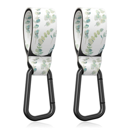 Baby Stroller Hooks for Hanging Bags, Universal Stroller Clips Accessories, Mommy Hook for Diaper Bag, Shopping Cart, Purse, Backpack - 2 Pack, Abstract Leaf
