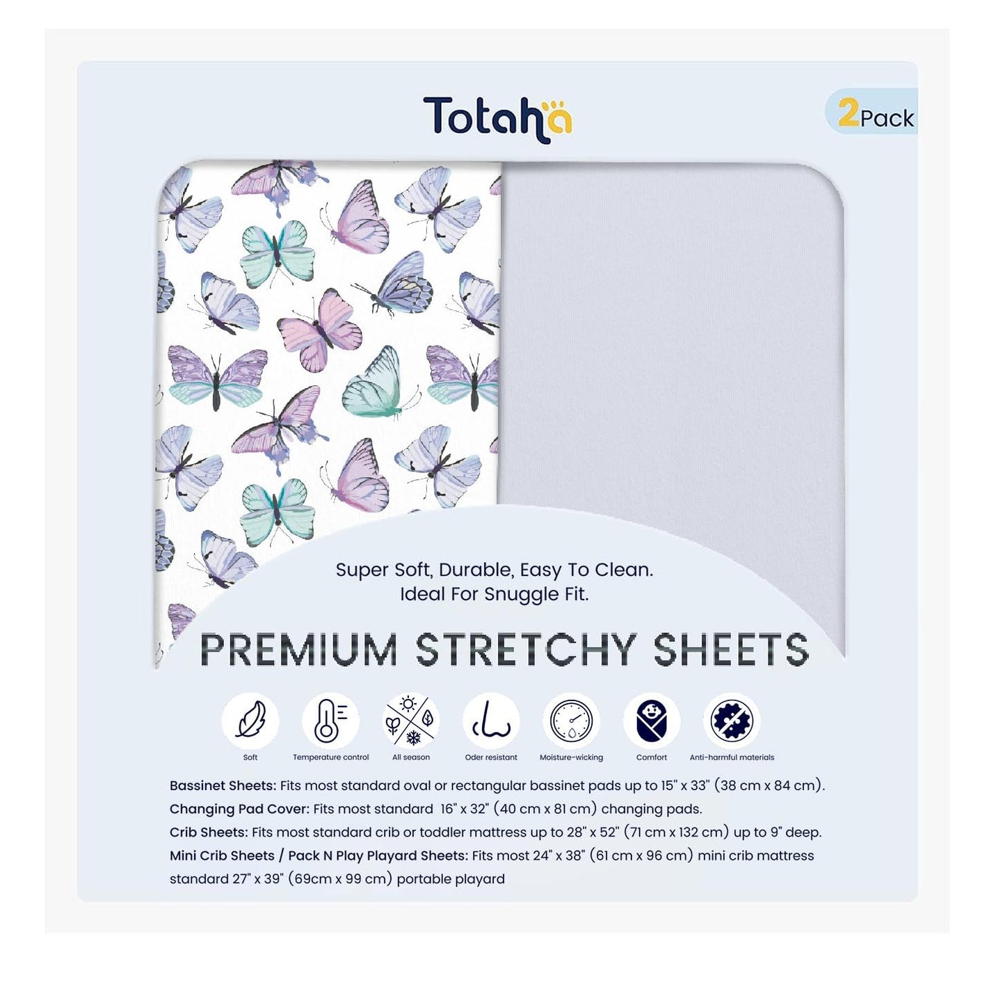 TotAha Premium Stretchy Bassinet Sheets for Baby Girl, Silky Comfort Cradle Sheets Fitted 18 x 36 for Oval, Rectangular, Hourglass Mattress, Hypoallergenic, Buttery Soft 2-Pack (Floral & Pale Pink)