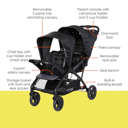 Baby Trend Sit N' Stand® Double 2.0 Stroller, Dash Black