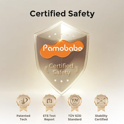 Pamo Babe 7 in 1 Pack and Play, Bassinet, Portable Crib, Diaper Changer, Magic Fold™ Quick Setup Playard with Mattress, Mosquito Net, Zipper Door, Toy Arch for Newborn to Toddler