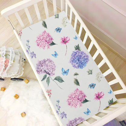 Fitted Crib Sheets White Bears with Clouds Stretchy Portable Playard Sheets for Baby Toddler, Breathable Soft Mini Crib Mattress 39 x 27 in for Boys and Girls