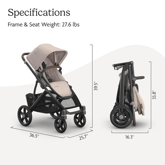 UPPAbaby Vista V3 Convertible Single-to-Double Stroller for Baby & Toddler, 30+ Configurations, Car Seat Compatible, All-Wheel Suspension, XL Basket – Owen (Mocha Mélange/Carbon Frame)