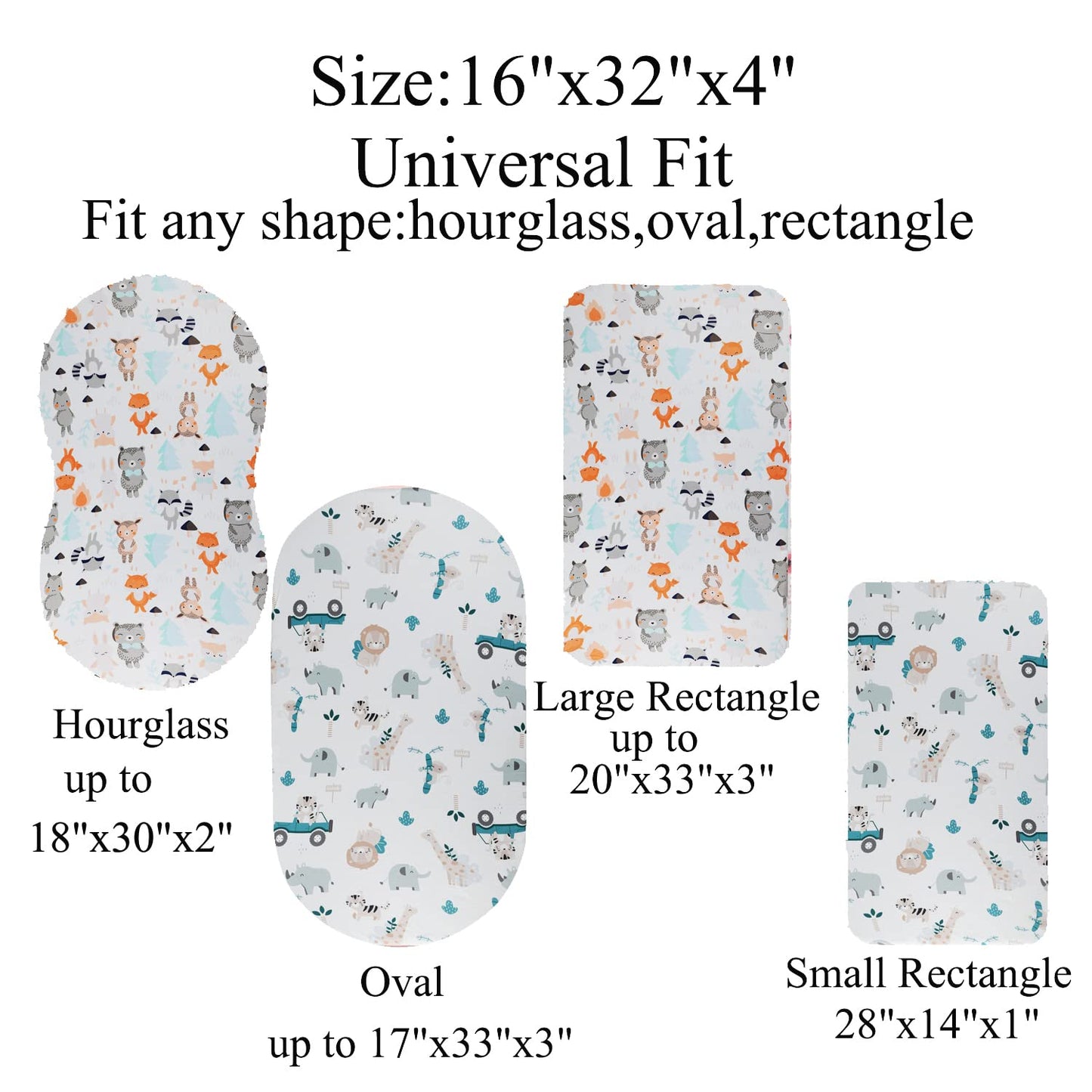Bassinet Sheet Set 2 Pack Snug Fitted Bedside Sleeper Bassinet Sheets, Stretchy Ultra Soft, Unisex Boy Girl, Light Blue & Dinosaur