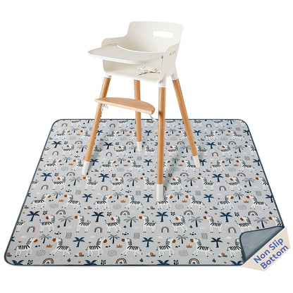 Blissful Diary Baby Splat Mat for Under High Chair, 50.4 x 50.4 Inch Wipeable Splash Mat, Waterproof and Washable, Anti-Slip Floor Protector, Retro Rainbow