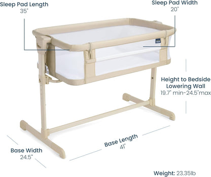 HALO® BassiNest® Bedside Sleeper – Breathable Baby Bassinet Slides Over Bed with Mesh Walls for Airflow & Visibility, Lowering Wall for Easy Access, Fits Most Beds