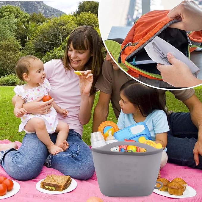 Silicone Microwave Steam Sterilizer Bags for Travel Large Reusable Feeding Bottle Sterilization Pouches Quickly Sterilizes Breast Pump Parts,Pacifiers,Teethers Lightweight and Foldable (Grey-1pcs)
