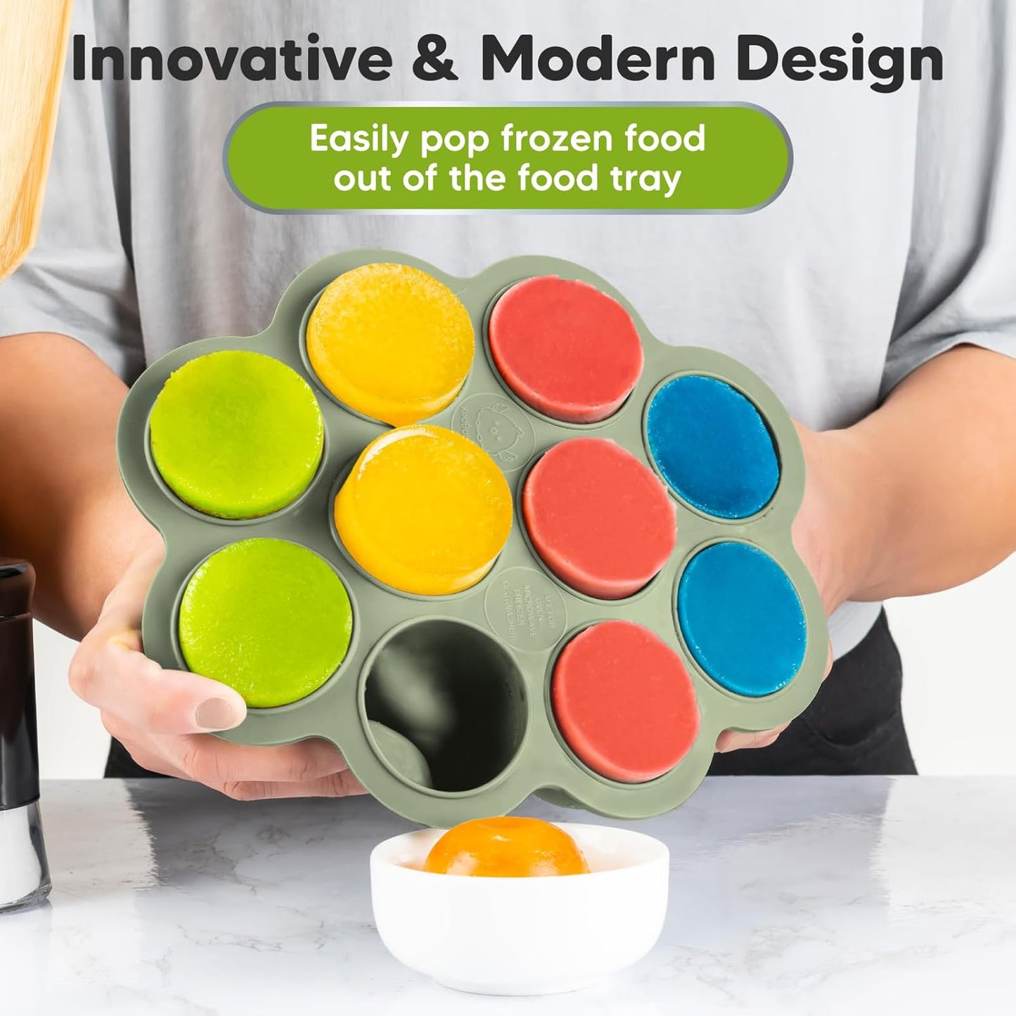 KeaBabies Silicone Food Freezer Trays with Lid, 2oz x 10 Pods Baby Food Storage Containers, Easy Puree Meal Prep, Breast Milk Silicone Freezer Molds, Dishwasher, Microwave Safe, BPA-Free (Chai Latte)