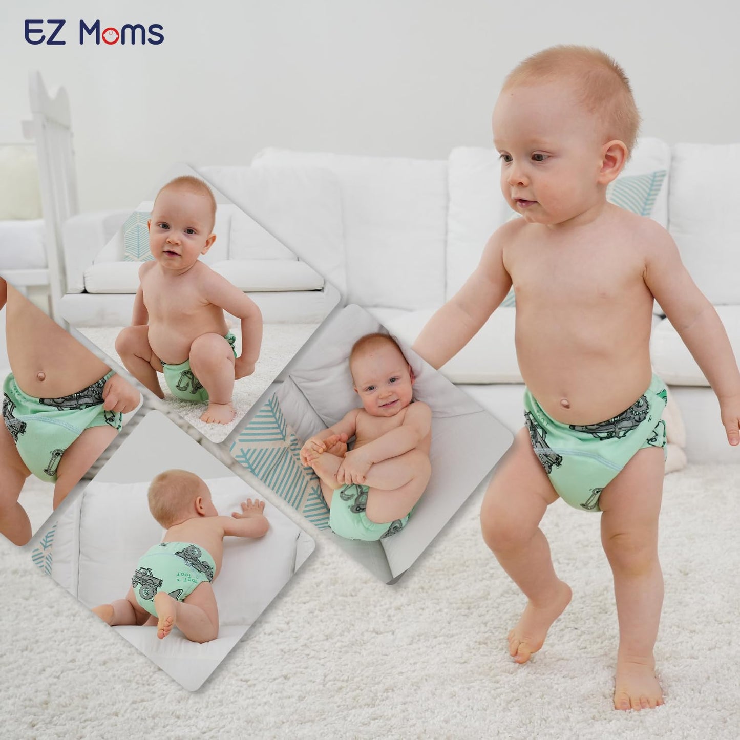 EZ Moms 6 Packs Absorption Toddler Potty Training Underwear for Boys 100% Cotton Toilet Training Pants 1T Leakproof Reusable Kid Confident Toddler Panties Dinosaur Pee Pants with Potty Sticker Chart