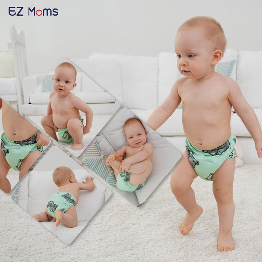 EZ Moms 6 Packs Absorption Toddler Potty Training Underwear for Boys 100% Cotton Toilet Training Pants 1T Leakproof Reusable Kid Confident Toddler Panties Dinosaur Pee Pants with Potty Sticker Chart