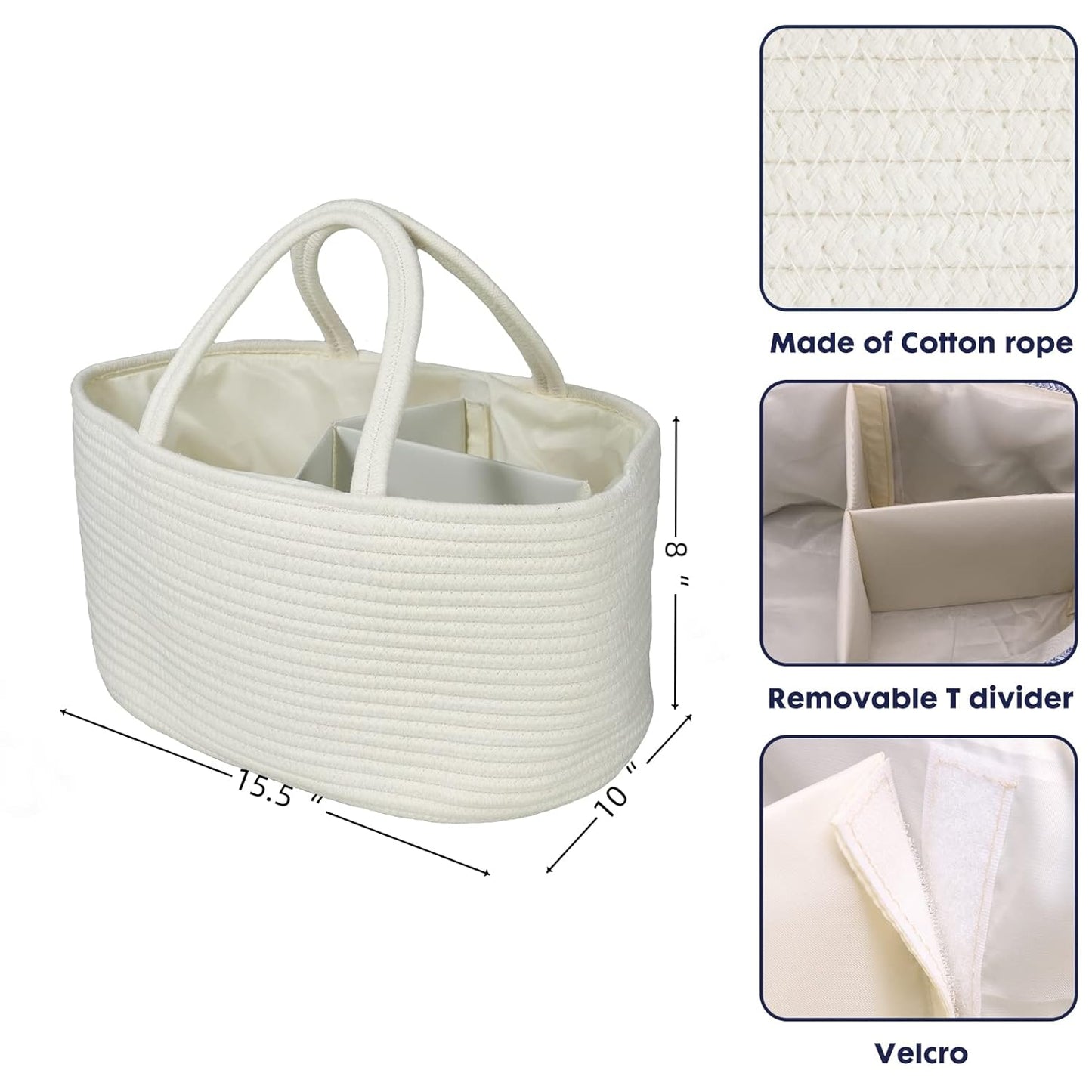 Baby Diaper Caddy Organizer for Girl Boy Rope Nursery Storage Bin Basket Portable Holder Tote Bag for Changing Table Car Travel Baby Shower Gifts Newborn Essentials Registry Must Have Items Pink