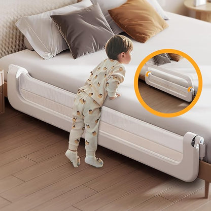 Baby Bed Guard Rail for Toddler - 78.7in Adjustable Heights, Swing Down Bedrail, Extra Tall Child Safety Side Railing Guards for Kids - Toddler Bed Rail for Queen, King, Twin, and Bunk Size Beds