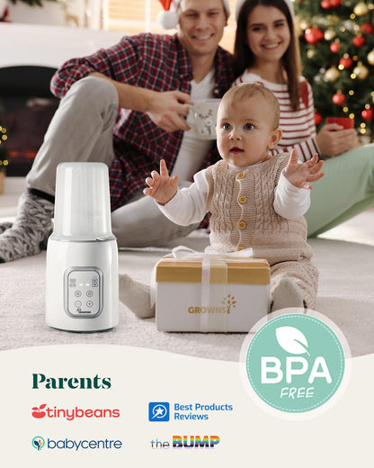 Bottle Warmer, Grownsy 8-in-1 Fast Baby Bottle Warmer with Timer, Safe for Breastmilk Nutrients, Accurate Temperature Control, with Defrost, Sterili-zing, Keep Warm, Heats Baby Food & Bottles