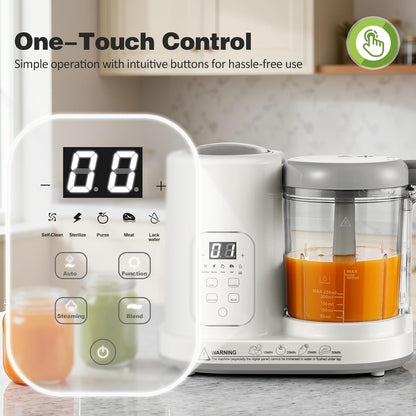 Baby Food Maker Pro Steamer Blender: 4 in 1 Auto Steam Blend and Puree Maker with Self-Clean for Healthy Baby and Toddler Meal Prep - BPA-Free White+Green