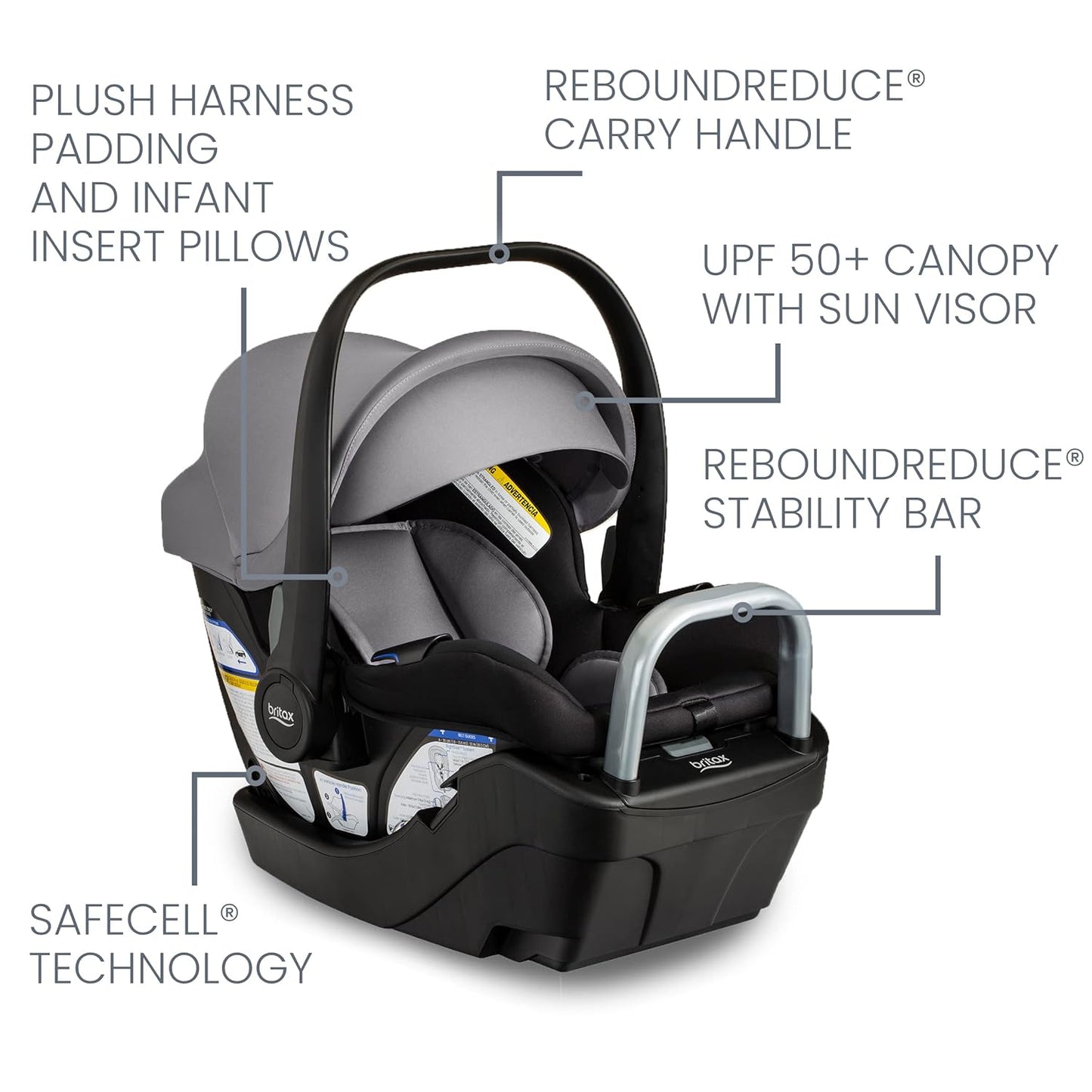 Britax Willow SC Infant Car Seat, Rear Facing Car Seat with Alpine Base, ClickTight Technology, RightSize System, Pindot Stone