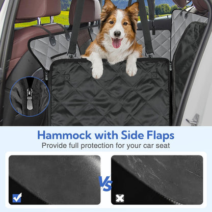 Kytely Dog Car Seat Cover for Back Seat,600D Heavy Duty Dog Hammock for Car with Side Flap,100% Waterproof Pet Backseat Cover, Anti-Scratch Nonslip Pet Seat Protector for Cars Trucks and SUV
