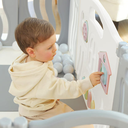 Baby Playpen Kids Activity Centre Safety Play Yard Home Indoor Outdoor New Pen (Multicolour) (White) (Macarons Classic Set 14 Panel)