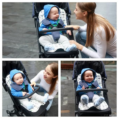 Baby Stroller Cushion,Infant Car Seat Insert-Reversible Universal Breathable and Soft Newborn seat Liner for Stroller,100% Cotton Seat Pad Liner for Newborns-34x78cm,1 Pack(Pink+Grey Cross)