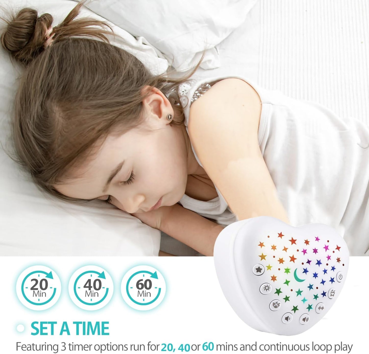 BEREST Sound Machine for Babies, Adults & Kids | 15 Soothing Sounds Featuring White Noise & 9 Lullabies, Cry Sensor, Star Projector | Mini, Rechargeable, Travel Friendly