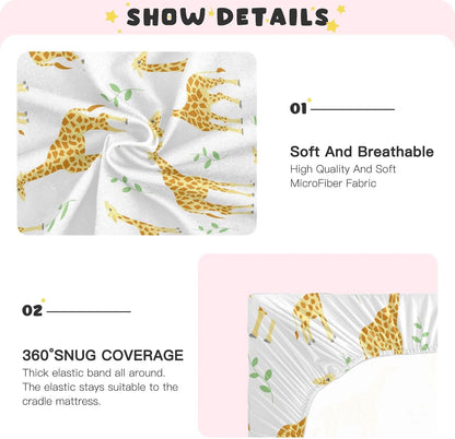 Fall Cute Mushroom Leaves Fitted Crib Sheets Stretchy Portable Playard Sheets for Baby Toddler, Breathable Soft Mini Crib Mattress 52 x 28 in for Boys and Girls